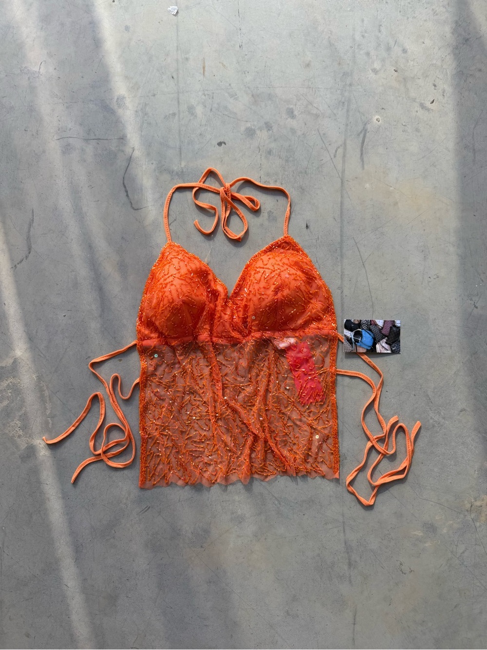 NWT vintage orange beaded top